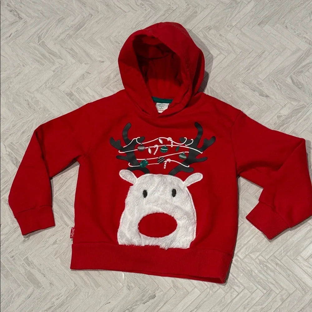 Boboli Red Reindeer Kids Hoodie sweatshirt, size 8